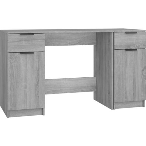 Mesa de escritorio puesto de trabajo mueble de ordenador estudio de ordenador con mueble auxiliar madera de ingeniería sonoma gris 020023397