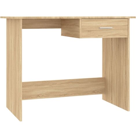 Mesa de escritorio puesto de trabajo mueble de ordenador estudio roble sonoma 100 x 50 x 76 cm madera contrachapada marrón 020023633