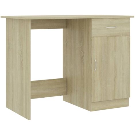 Mesa de escritorio puesto de trabajo mueble de ordenador estudio roble sonoma 100 x 50 x 76 cm madera contrachapada marrón 020023634