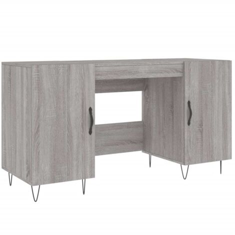 Mesa de escritorio puesto de trabajo mueble de ordenador estudio sonoma 140 x 50 x 75 cm madera contrachapada gris 020023952