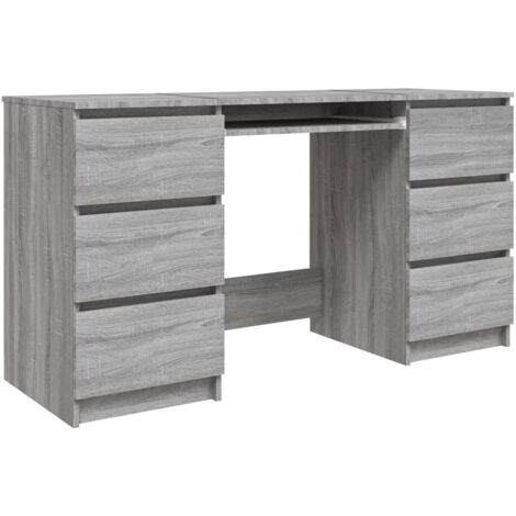 Mesa de escritorio puesto de trabajo mueble de ordenador estudio sonoma 140 x 50 x 77 cm madera contrachapada gris 020023960