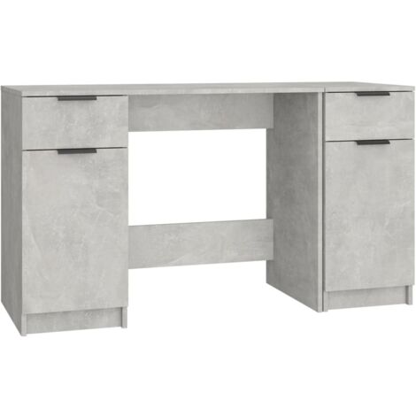 Mesa de escritorio puesto de trabajo mueble para ordenador estudio con mueble auxiliar madera contrachapada gris 020023395