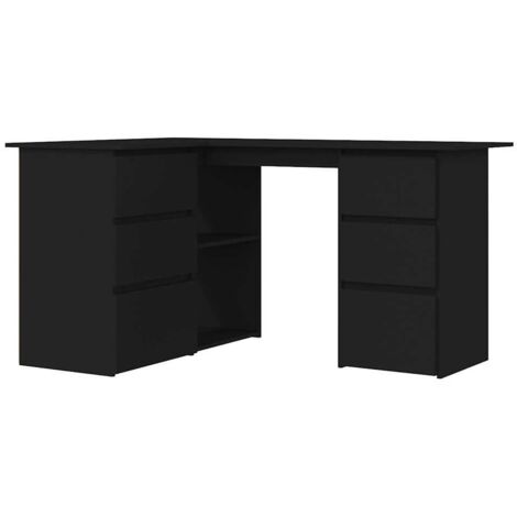 Mesa de escritorio puesto de trabajo mueble para ordenador estudio de esquina IT 145 x 100 x 76 cm madera contrachapada negro 020023691