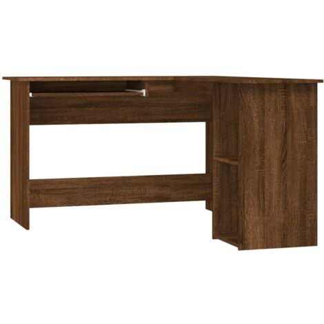 Mesa de escritorio puesto de trabajo mueble para ordenador estudio de esquina IT roble 120 x 140 x 75 cm madera contrachapada marrón 020023675