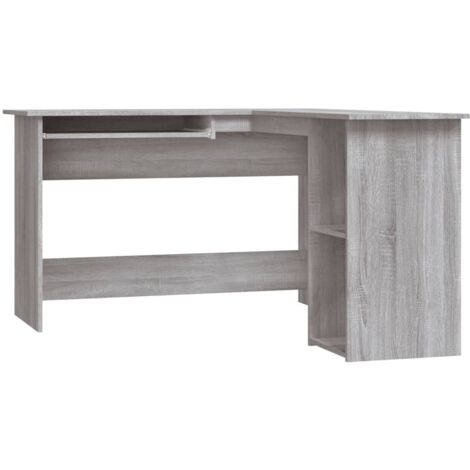 Mesa de escritorio puesto de trabajo mueble para ordenador estudio de esquina IT Sonoma 120 x 140 x 75 cm madera contrachapada gris 020023694