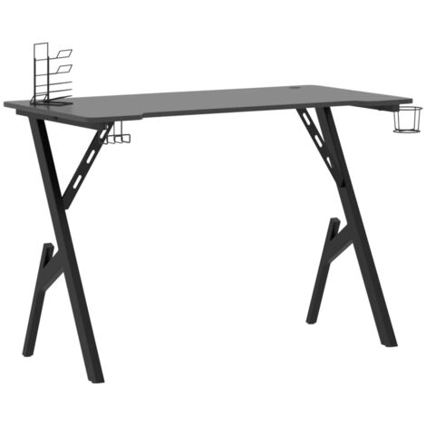 Mesa de escritorio puesto de trabajo mueble para ordenador estudio de juegos de ordenador con patas en forma de Y 110 x 60 x 75 cm negro 020023771