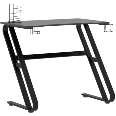 Mesa de escritorio puesto de trabajo mueble para ordenador estudio de juegos de ordenador con patas en forma de ZZ 90 x 60 x 75 cm negro 020023774