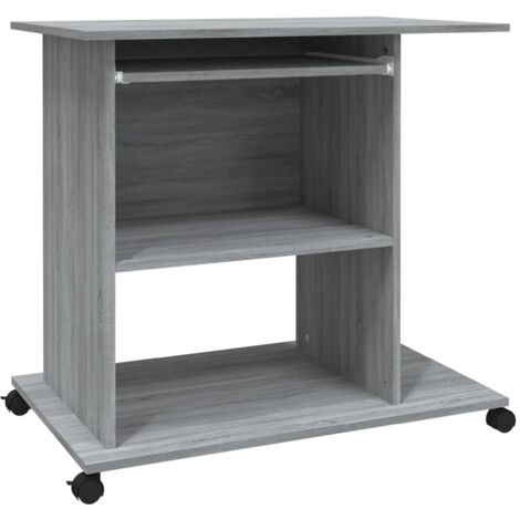 Mesa de escritorio puesto de trabajo mueble para ordenador estudio de ordenador sonoma 80 x 50 x 75 cm madera contrachapada gris 020023764