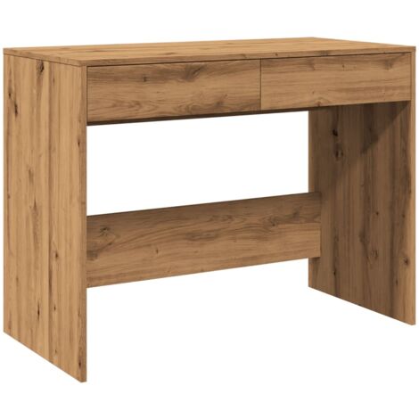 Mesa de escritorio puesto de trabajo mueble para ordenador estudio informático hecho a mano roble 101 x 50 x 76,5 cm madera contrachapada marrón 020023559