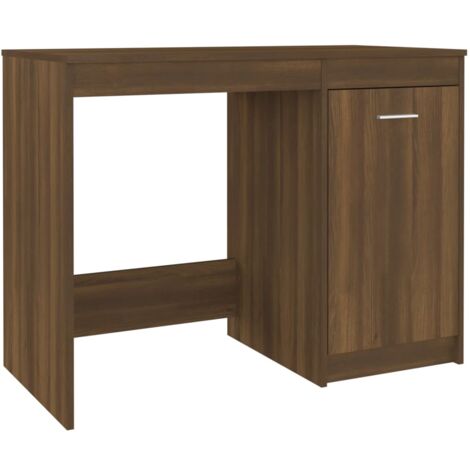 Mesa de escritorio puesto de trabajo mueble para ordenador estudio informático roble 100 x 50 x 76 cm madera contrachapada marrón 020023599
