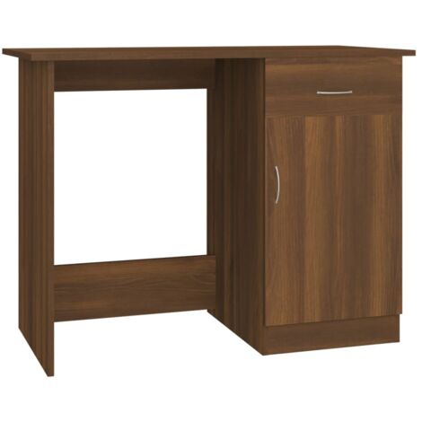 Mesa de escritorio puesto de trabajo mueble para ordenador estudio informático roble 100 x 50 x 76 cm madera contrachapada marrón 020023600
