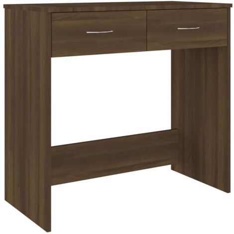 Mesa de escritorio puesto de trabajo mueble para ordenador estudio informático roble 80 x 40 x 75 cm madera contrachapada marrón 020023623