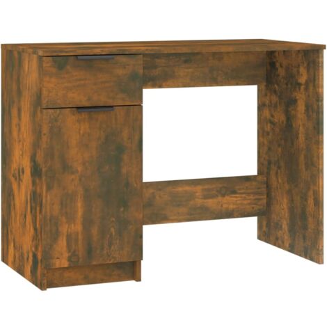 Mesa de escritorio puesto de trabajo mueble para ordenador estudio informático roble ahumado 100 x 50 x 75 cm madera contrachapada marrón 020023562
