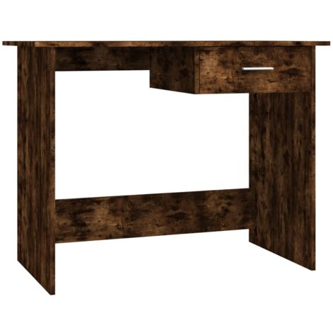 Mesa de escritorio puesto de trabajo mueble para ordenador estudio informático roble ahumado 100 x 50 x 76 cm madera contrachapada marrón 020023564