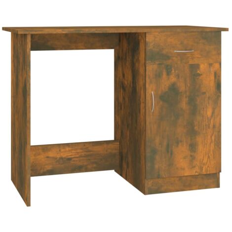 Mesa de escritorio puesto de trabajo mueble para ordenador estudio informático roble ahumado 100 x 50 x 76 cm madera contrachapada marrón 020023565