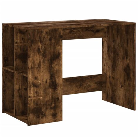 Mesa de escritorio puesto de trabajo mueble para ordenador estudio informático roble ahumado 102 x 50 x 75 cm madera contrachapada marrón 020023570