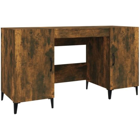 Mesa de escritorio puesto de trabajo mueble para ordenador estudio informático roble ahumado 140 x 50 x 75 cm madera contrachapada marrón 020023580