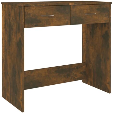 Mesa de escritorio puesto de trabajo mueble para ordenador estudio informático roble ahumado 80 x 40 x 75 cm madera contrachapada marrón 020023589