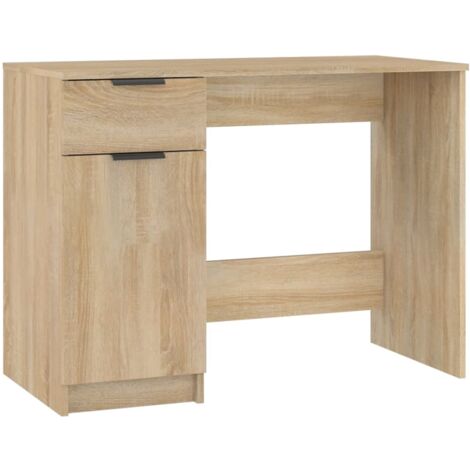 Mesa de escritorio puesto de trabajo mueble para ordenador estudio informático roble sonoma 100 x 50 x 75 cm madera contrachapada marrón 020023631