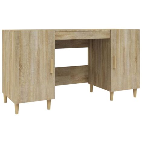 Mesa de escritorio puesto de trabajo mueble para ordenador estudio informático roble sonoma 140 x 50 x 75 cm madera contrachapada marrón 020023650