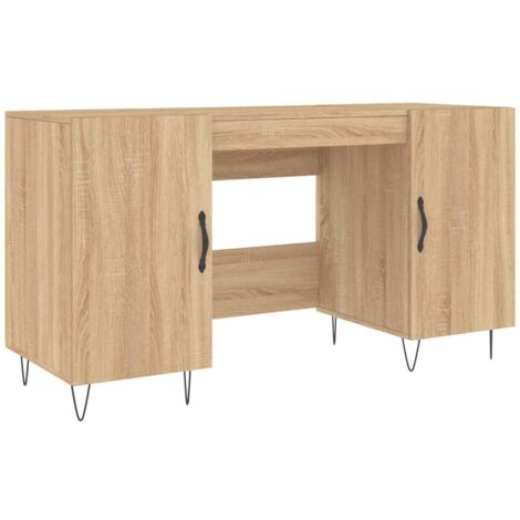 Mesa de escritorio puesto de trabajo mueble para ordenador estudio informático roble sonoma 140 x 50 x 75 cm madera contrachapada marrón 020023651