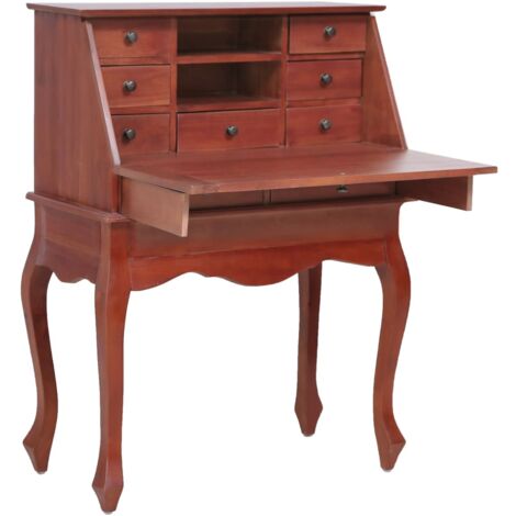 Mesa de escritorio puesto de trabajo mueble para ordenador secretario de estudio 78 x 42 x 103 cm madera maciza de caoba marrón 020023935
