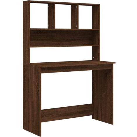 Mesa de escritorio puesto de trabajo muebles de ordenador estudio y estantes roble 102 x 45 x 148 cm madera contrachapada marrón 020023816