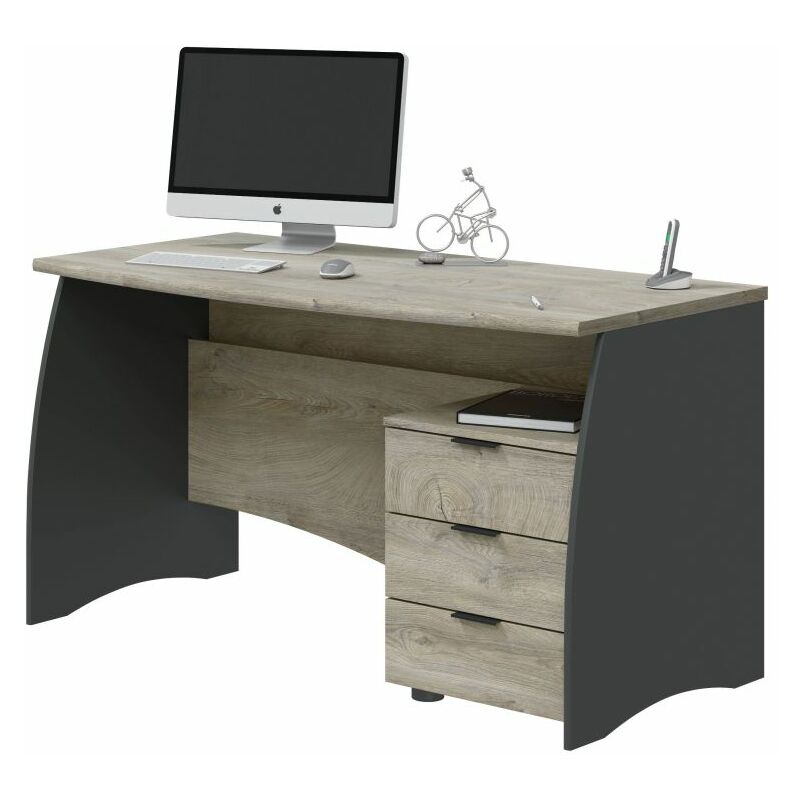 

Mesa de escritorio Stil Buc 3 cajonesRoble Alaska - Gris Antracita