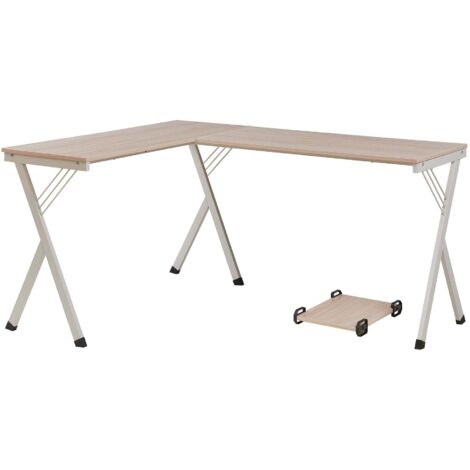Mesa de escritorio/trabajo 158 x 120 x 75 cm Efecto Roble Blanco 030009069