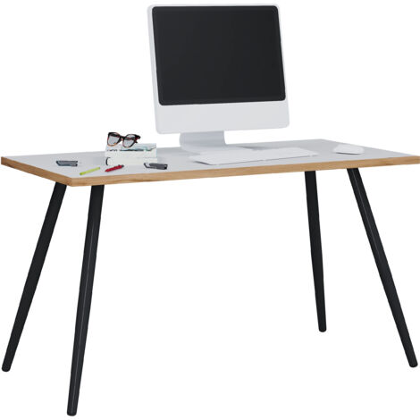 Mesa de escritorio VCM Mesa de oficina Scandanivischer Retro Look Salia 138x50 cm (blanco / roble de miel)