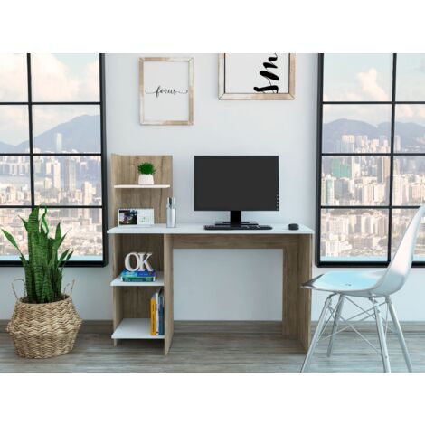 Mesa de Escritorio Vilna 120, con estantería Duna / Blanco