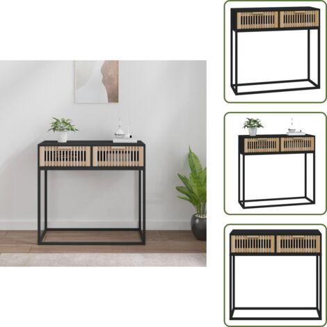 Mesa de espejo - vidaXL Mesa consola hierro y madera contrachapada negro 80x30x75 cm - Mesa de madera