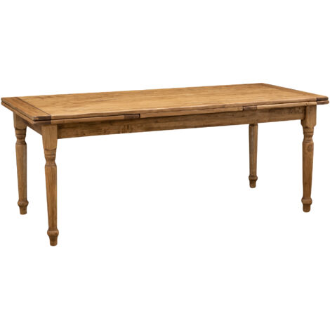 Mesa de estilo Country extensible de madera maciza de tilo acabado con efecto natural 200x90 x80 cm