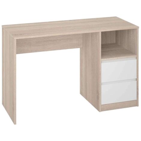 Mesa de estudio 2 cajones acabado roble cortez/blanco 75 cm(alto)120 cm(ancho)50 cm(fondo)