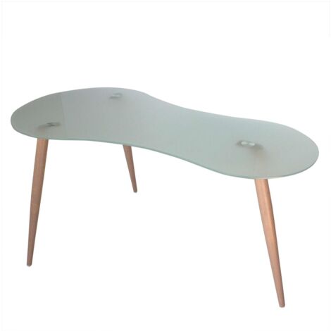 Mesa de estudio acabado cristal translucido, 74cm(alto) x 140cm(ancho) x 70cm(fondo).