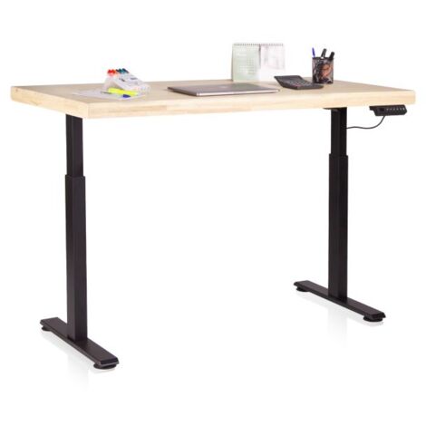 Mesa de estudio elevable Motion 140 Negro - Roble (ancho) x 126cm (alto)