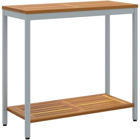 Mesa de Exterior con estante Natural y gris 80 x 35 x 75 cm vidaXL