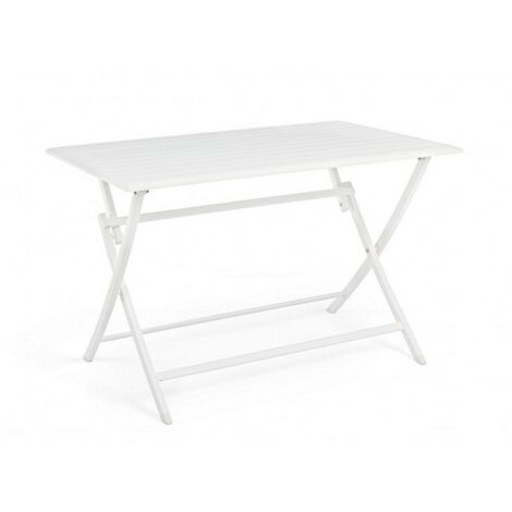 Mesa de exterior en aluminio blanco ELIN 110x70x h71 cm