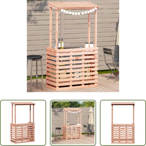 Mesa de exterior -  Mesa de bar de jardín con techo madera maciza 112,5x57x195,5 cm
