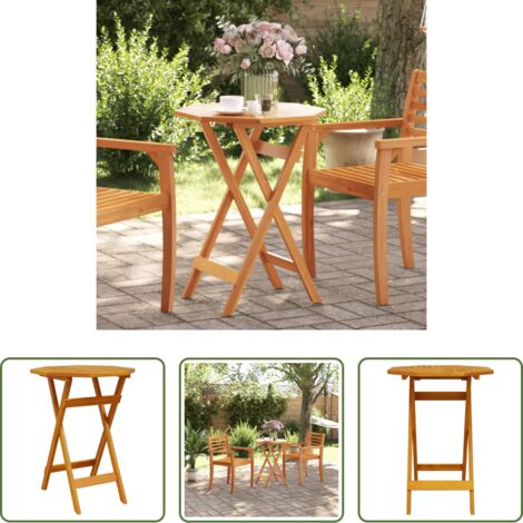 Mesa de exterior -  Mesa de jardín plegable madera maciza de acacia Ø60x75 cm