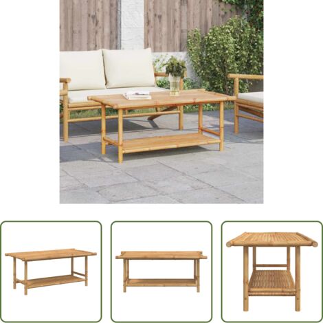 Mesa de exterior -  Mesita de centro de bambú 110x55x45 cm
