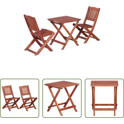Mesa de exterior -  Set de bistró para niños 3 pzas madera maciza de eucalipto