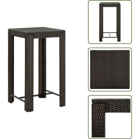 Mesa de exterior - vidaXL Mesa alta para jardín ratán sintético marrón 60,5x60,5x110,5 cm - Mesa de cocina
