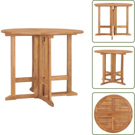 Mesa de exterior - vidaXL Mesa de comedor plegable para jardín madera de teca Ø90x75 cm - Muebles de jardín