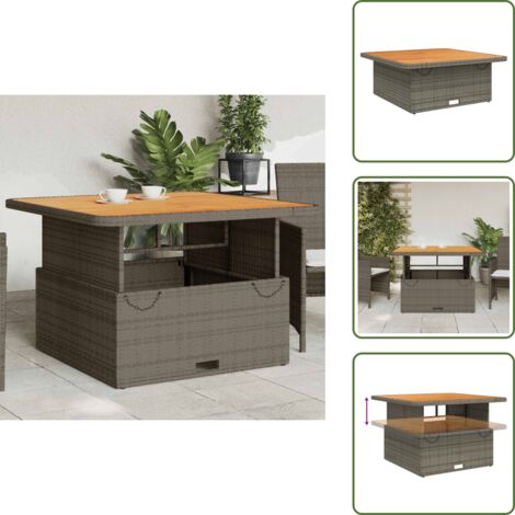 Mesa de exterior - vidaXL Mesa de jardín ratán PE y madera acacia gris 110x110x71 cm - Mesa de comedor