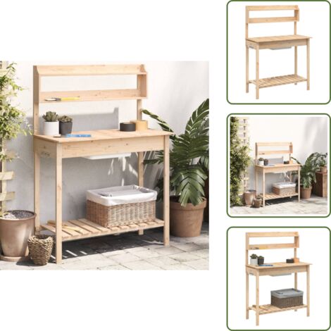 Mesa de exterior - vidaXL Mesa para macetas con fregadero madera abeto 147,5x44x139,5 cm - Mesa con fregadero