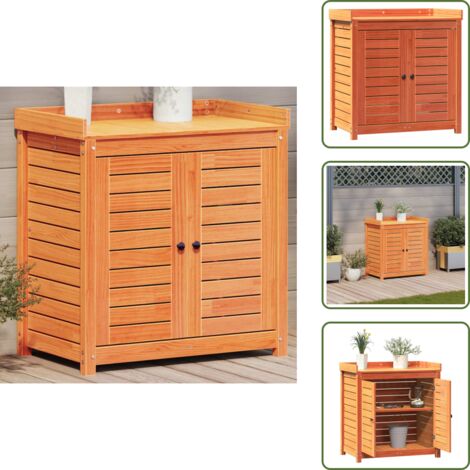 Mesa de exterior - vidaXL Mesa plantación con estantes madera pino marrón 82,5x50x86,5 cm - Estantería para macetas