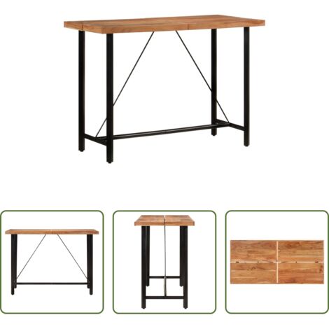 Mesa de fiesta -  Mesa alta de hierro y madera maciza de acacia 150x70x107 cm