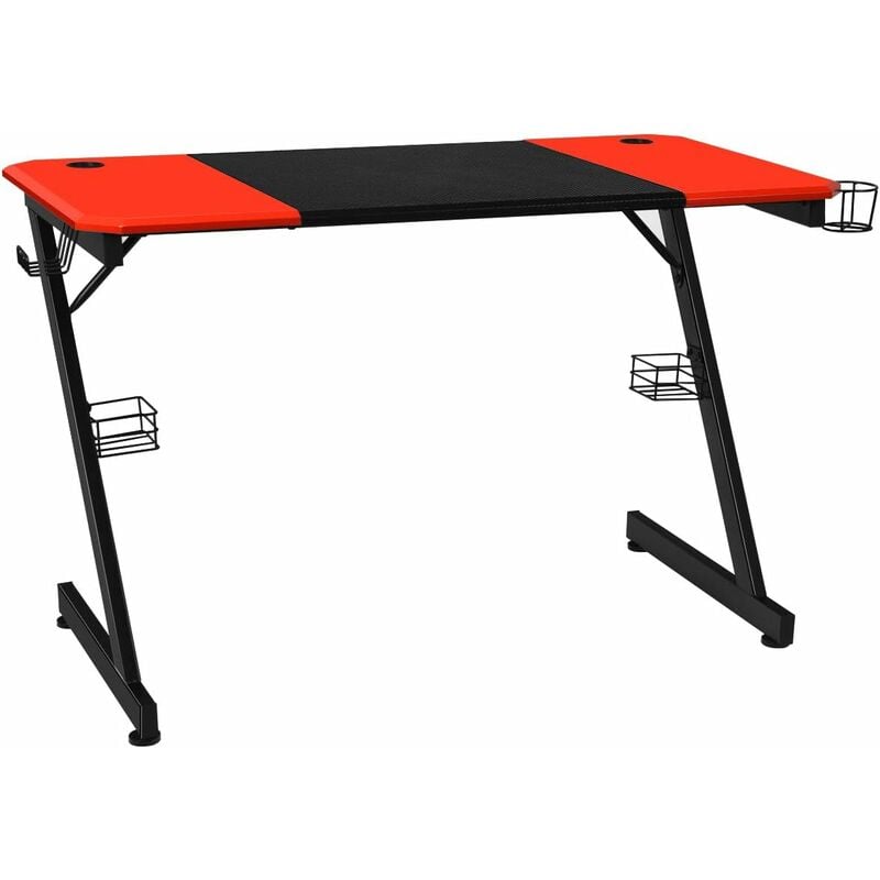 

Costway - Mesa de Gaming en Forma de Z Mesa de Juego Mesa para Computadora con Soporte para Altavoz y Gancho para Auriculares para Hogar Oficina