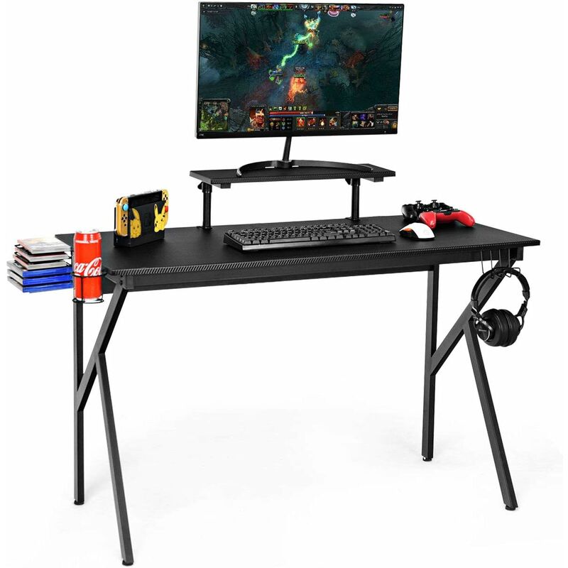 

Mesa de Gaming Mesa de Juego Mesa para Computadora con Soporte para Monitor Portavasos y Soporte para Auriculares